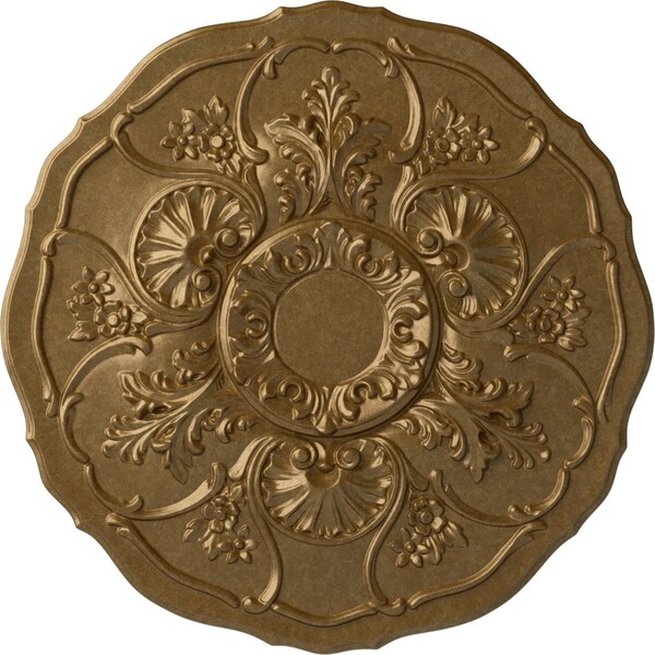 Ekena Millwork Cornelia Ceiling Medallion (Fits Canopies up to 4"), Hand-Painted Pale Gold, 22 1/2"OD x 1 1/2"P CM22CNPAS - main